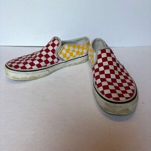 Vans Off the Wall Women's Checkerboard Sneakers Red/Yellow Multi Size 9.5